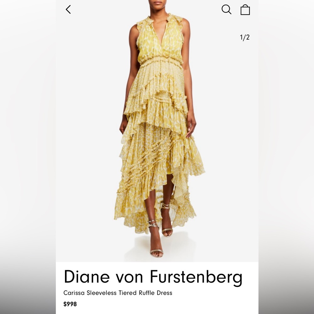 Diane Von Furstenberg Yellow High Low Dress